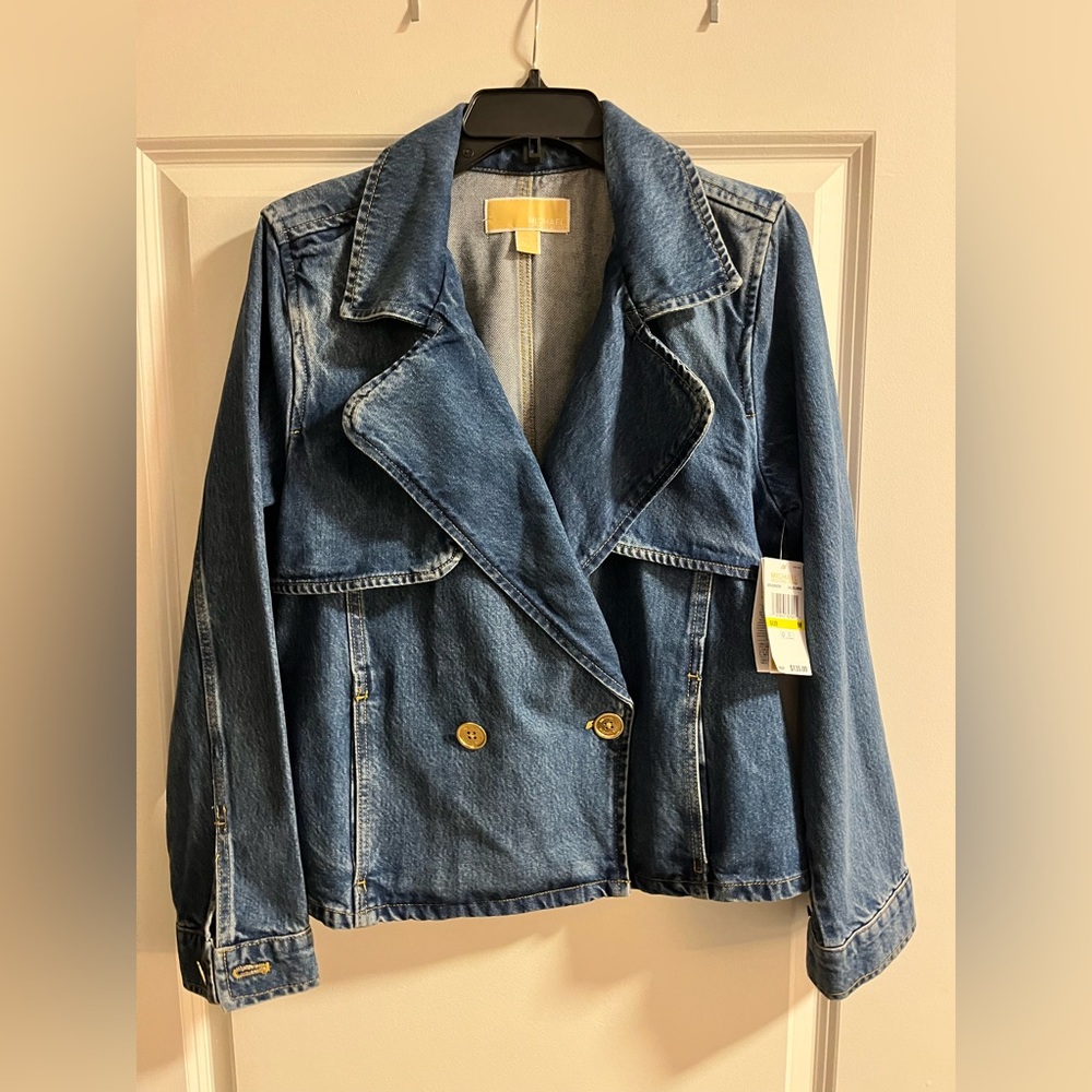Michael Kors Blue Double-Breasted Jean Jacket